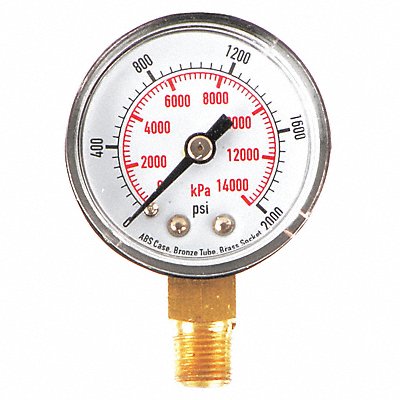 GRAINGER 4FLR9 D1334 Pressure Gauge Test 1-1/2 In