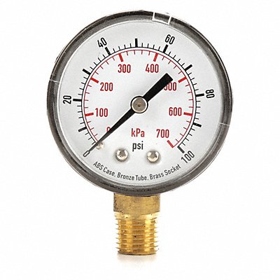 GRAINGER 4FLU1 D1338 Pressure Gauge Test 2 In