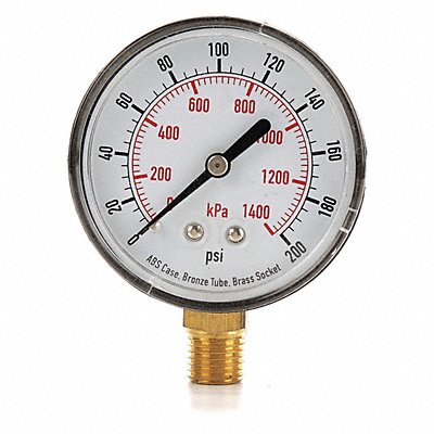 GRAINGER 4FLW2 D1343 Pressure Gauge Test 2-1/2 In