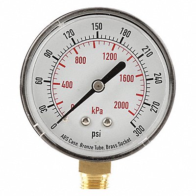 GRAINGER 4FLW3 D1343 Pressure Gauge Test 2-1/2 In