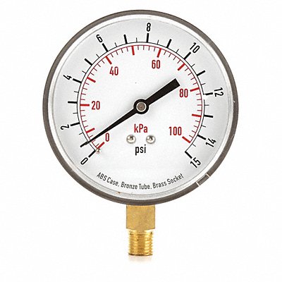 GRAINGER 4FLX5 D1348 Pressure Gauge Test 3-1/2 In