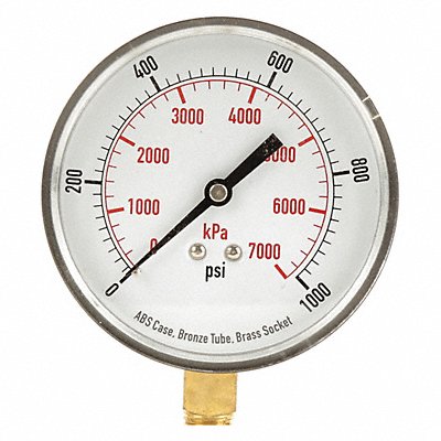 GRAINGER 4FLY5 D1348 Pressure Gauge Test 3-1/2 In