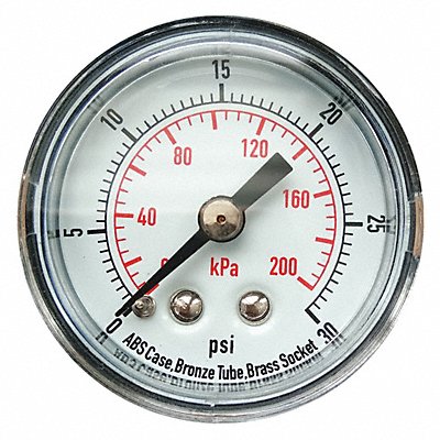 GRAINGER 4FLZ5 D1335 Pressure Gauge 0 to 30 psi 0 to 200 kPa