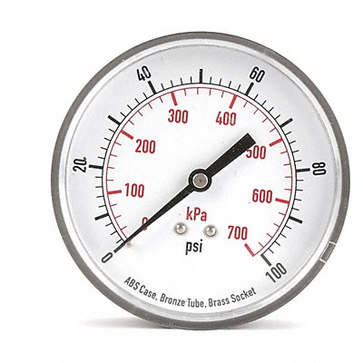 GRAINGER 4FMG4 D1349 Pressure Gauge Test 3-1/2 In