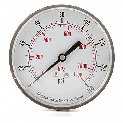 GRAINGER 4FMG5 D1349 Pressure Gauge Test 3-1/2 In