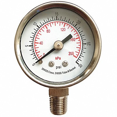 GRAINGER 4FMH9 D1353 Pressure Gauge Test 1-1/2 In