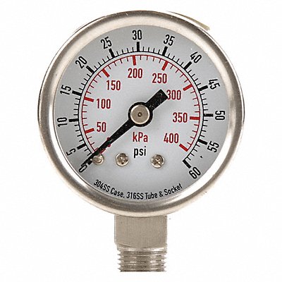 GRAINGER 4FMJ1 D1353 Pressure Gauge Test 1-1/2 In