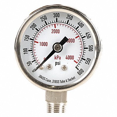 GRAINGER 4FMJ7 D1353 Pressure Gauge Test 1-1/2 In