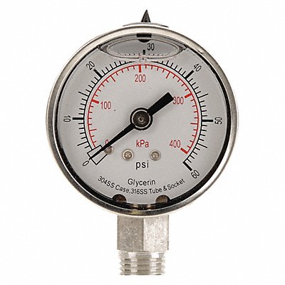 GRAINGER 4FML1 D1357 Pressure Gauge Test 2 In