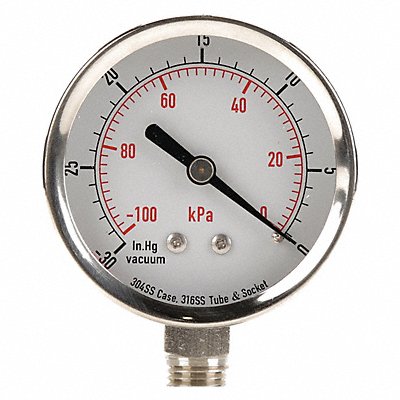 GRAINGER 4FML8 D1362 Vacuum Gauge Test 2-1/2 In