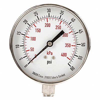 GRAINGER 4FMP7 D1366 Pressure Gauge Test 3-1/2 In