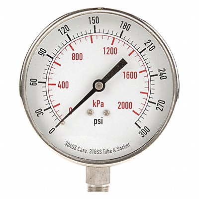 GRAINGER 4FMR2 D1366 Pressure Gauge Test 3-1/2 In