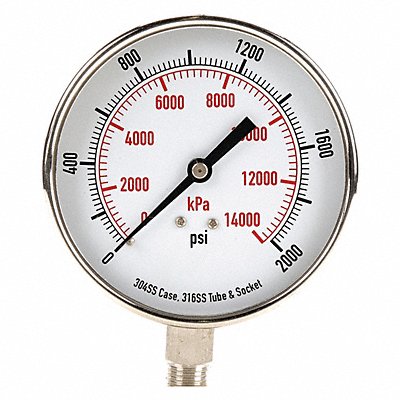 GRAINGER 4FMR6 D1366 Pressure Gauge Test 3-1/2 In