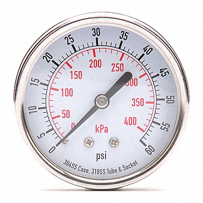 GRAINGER 4FMW4 D1363 Pressure Gauge Test 2-1/2 In