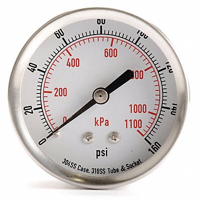 GRAINGER 4FMW6 D1363 Pressure Gauge Test 2-1/2 In