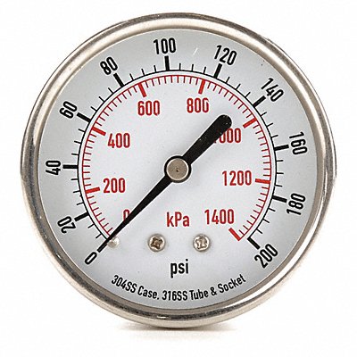 GRAINGER 4FMW7 D1363 Pressure Gauge Test 2-1/2 In