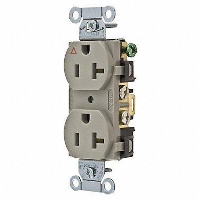 HUBBELL IG20CRGRY Receptacle Grey 20 A 2P3W Side 1PK