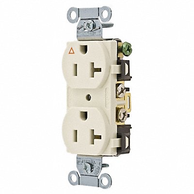 HUBBELL IG20CRLA Recept Light Almond 20 A 2P3W Side 1PK