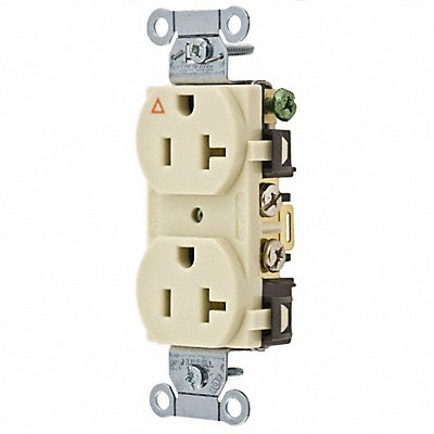 HUBBELL IG5352I Receptacle Ivory 20 A 2P3W Back Side 1PK