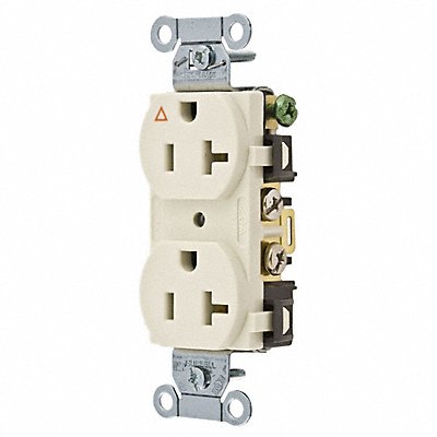 HUBBELL IG5352LA Recept Light Almond 20 A 2P3W Bk Sd 1PK