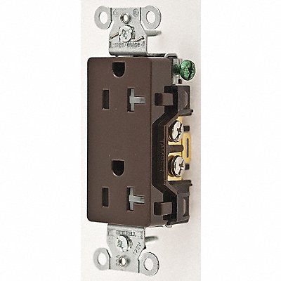 HUBBELL DR20TR Receptacle Brown 20 A 2P3W Back Side 1PK