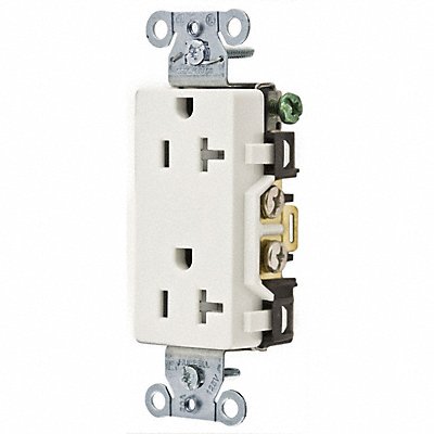 HUBBELL DR20WHITR Recept White 20 A 2P3W Back Side 1PK