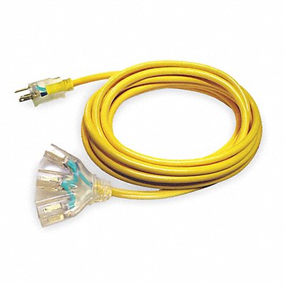 POWER FIRST 4GAC8 Lighted Extension Cord 25ft 14Ga 15A SJTOW Yel