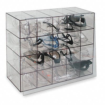 GRAINGER 4GMR8 Prot Eyewear Disp Case W/ Door Clr PETG