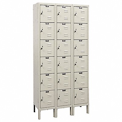 HALLOWELL U32286PT E1559 Box Locker Louvered 3 Wide 6 Tier Tan