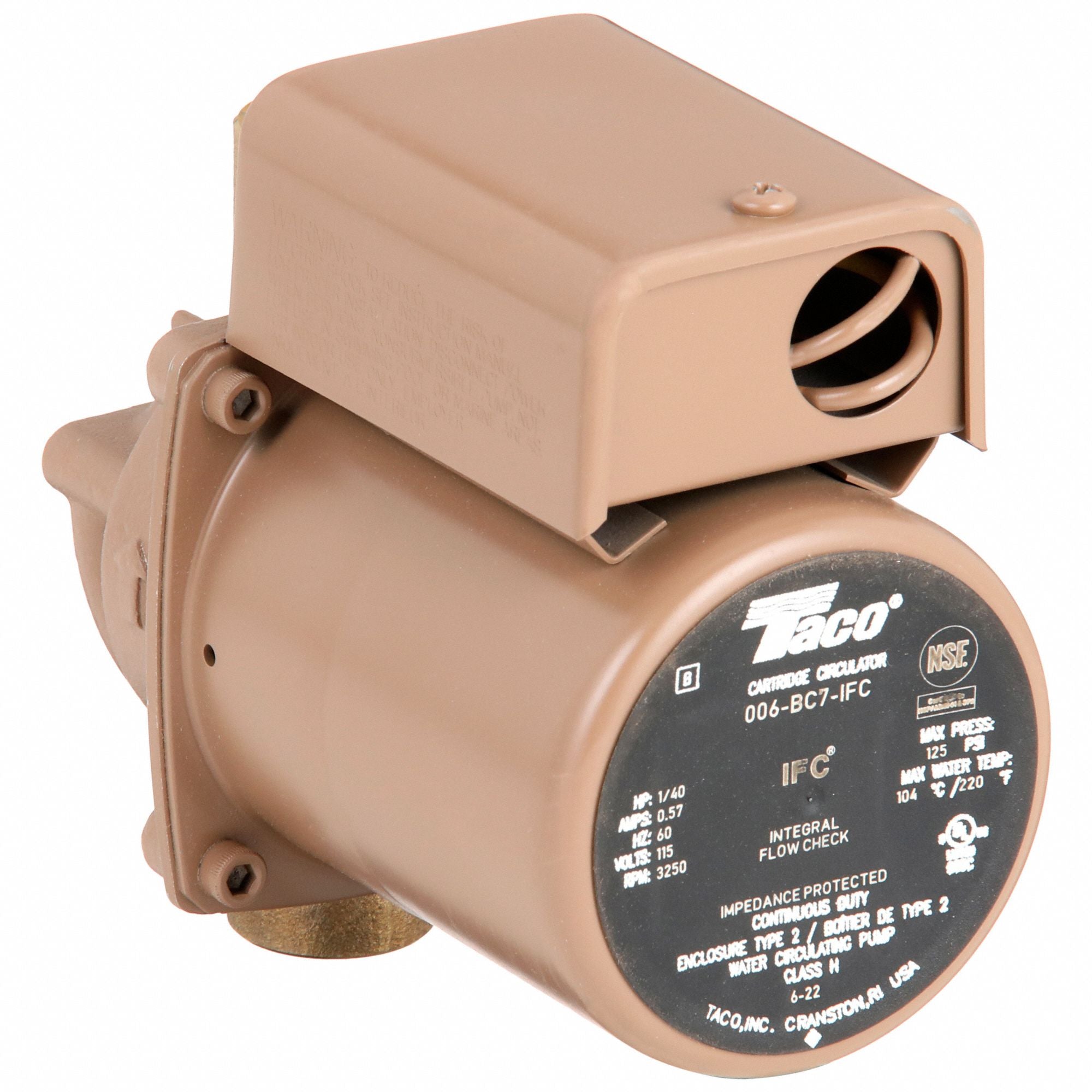 TACO 006BC7IFC Potable Circulating Pump 1/40HP Flanged