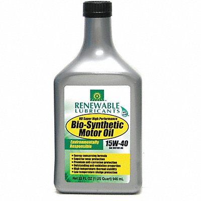 RENEWABLE LUBRICANTS 85351 Engine Oil 15W-40 Bio-Synthetic 1qt