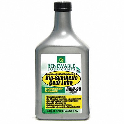 RENEWABLE LUBRICANTS 82131 Gear Oil Bio-Synthetic 1 Qt. 80W90