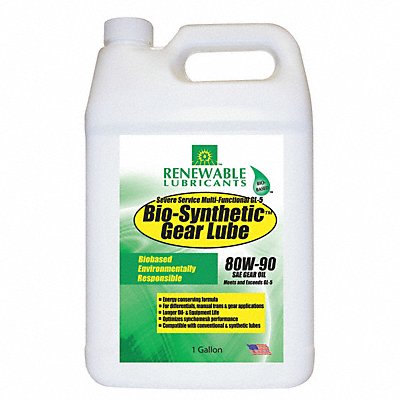 RENEWABLE LUBRICANTS 82133 Gear Oil Bio-Synthetic 1 gal 80W90