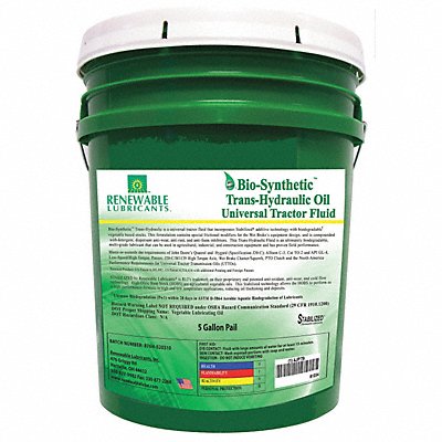 RENEWABLE LUBRICANTS 81224 Trans Hyd Fluid Tractor 5 Gal 10W30