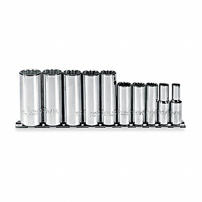 PROTO J52107 Socket Set Chrome 3/8-7/8 in 12Pt
