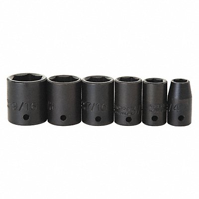 PROTO J69102 Impact Socket Set Steel Black Oxide 1/4- 9/16 in