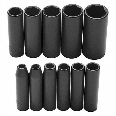 PROTO J69116 Impact Socket Set Steel Black Oxide 3/16- 5/8 in