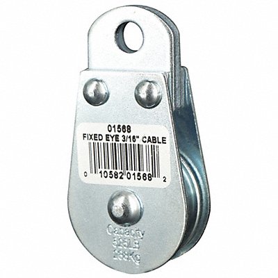 GRAINGER 4JX66 Pulley Block Fixed Eye 3/16 in Rope dia.