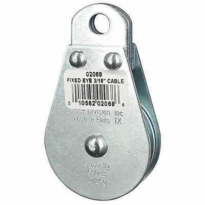 GRAINGER 4JX70 Pulley Block Fixed Eye 3/16 in Rope dia.