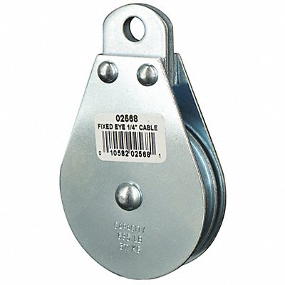 GRAINGER 4JX74 Pulley Block Fixed Eye 1/4 in Rope dia.