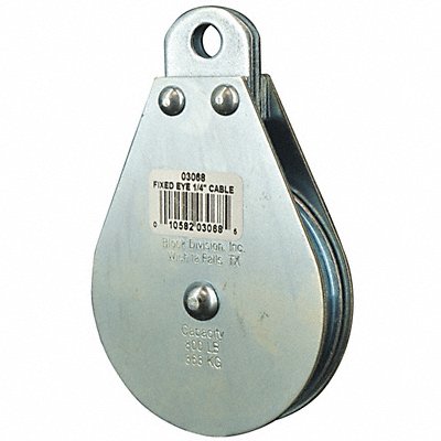 GRAINGER 4JX78 Pulley Block Fixed Eye 1/4 in Rope dia.