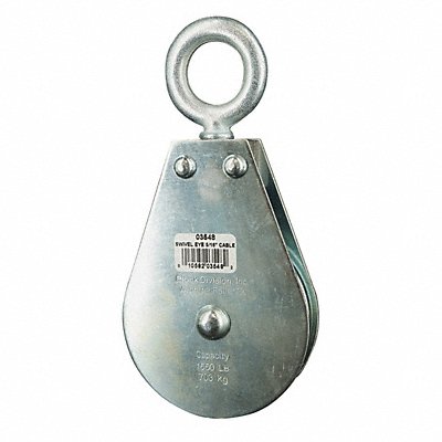 GRAINGER 4JX80 Pulley Block Swivel Eye 5/16 Rope dia