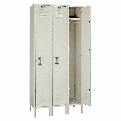LYON PP50123SU Wardrobe Locker Louvered 3 Wide 1 Tier Putty