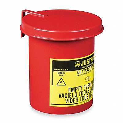 JUSTRITE 9410 Countertop Oily Waste Can 1/2 gal Steel