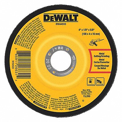 DEWALT DWA4510 Cut Off Grinding Wheel 5/8 CN Unthreaded Hole