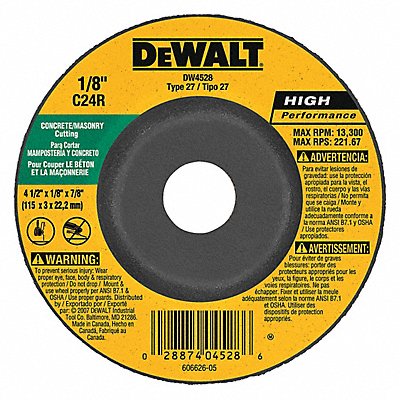 DEWALT DW4528 Depressed Grinding Wheel 7/8 CN Unthreaded Hole