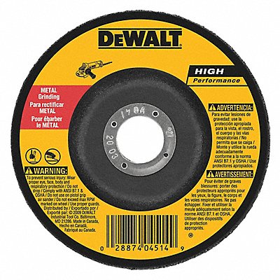 DEWALT DW4624 Depressed Grinding Wheel 7/8 CN Unthreaded Hole