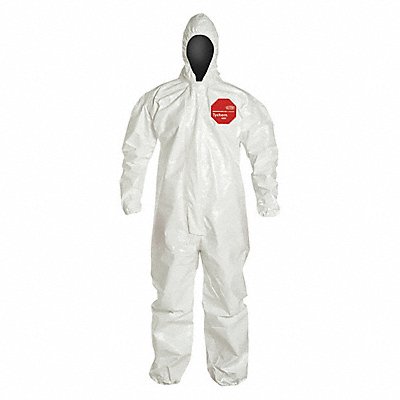DUPONT SL127TWH3X000600 D2258 Hooded Coveralls 3XL Wht Tychem 4000 PK6