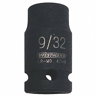 WESTWARD 4LYA8 Impact Socket Steel Black Oxide 9/32 in