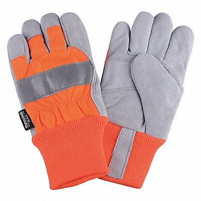 CONDOR 4NHF4 D1697 Leather Palm Gloves Hi-Vis Orange S PR